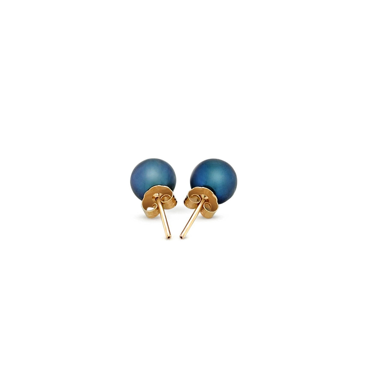Puces d'oreilles en or jaune 14 carats avec perles de culture noires (7,0 mm)