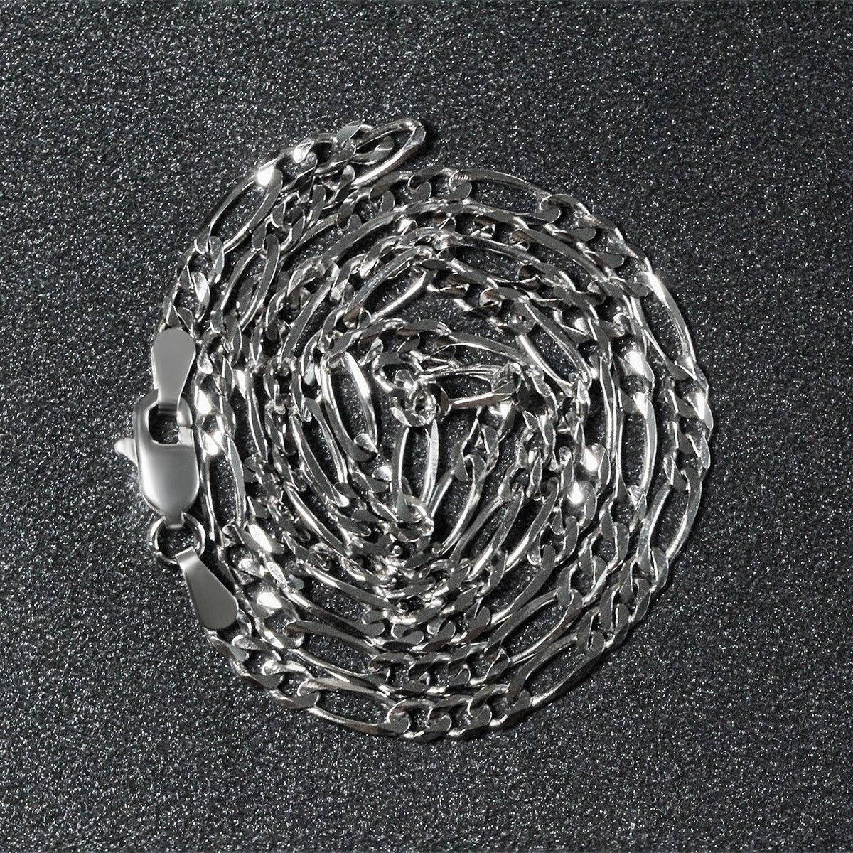 Chaîne Figaro massive en or blanc 14 carats de 3,0 mm