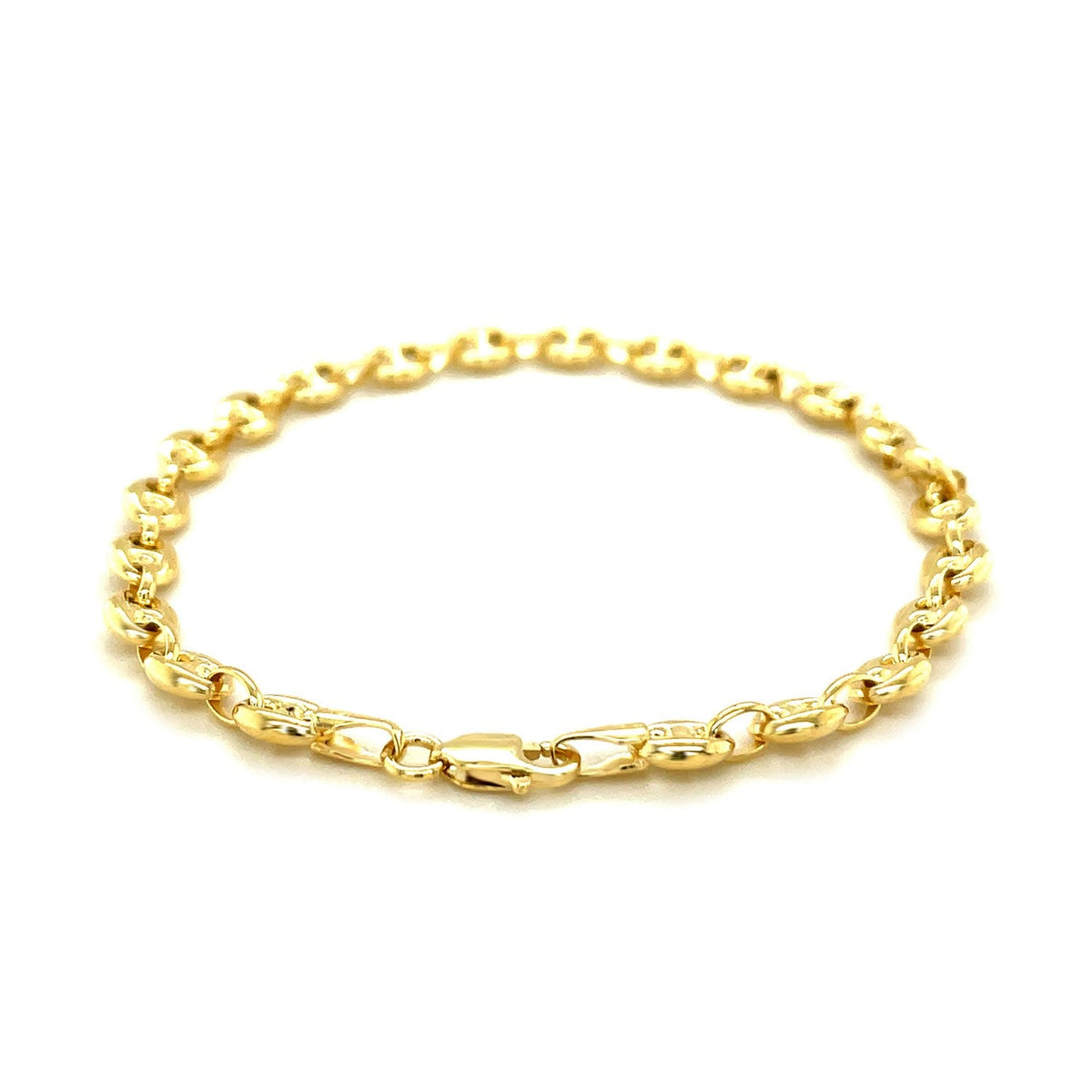 Bracelet en or jaune 14 carats maille marine soufflée de 4,7 mm
