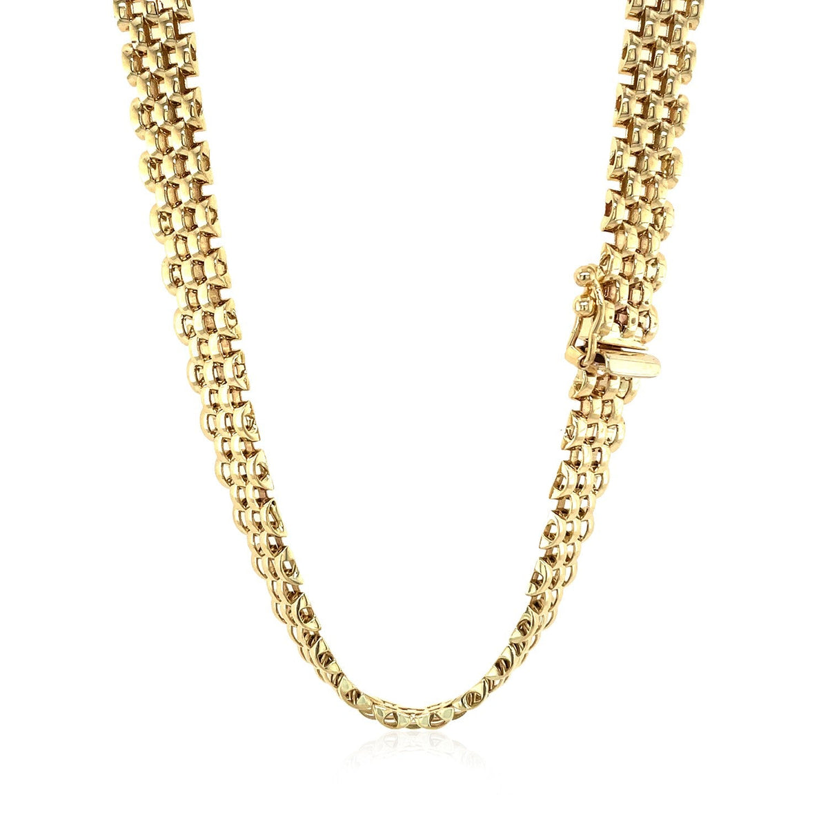 Collier multi-rangs à maillons panthère poli fantaisie en or jaune 14 carats
