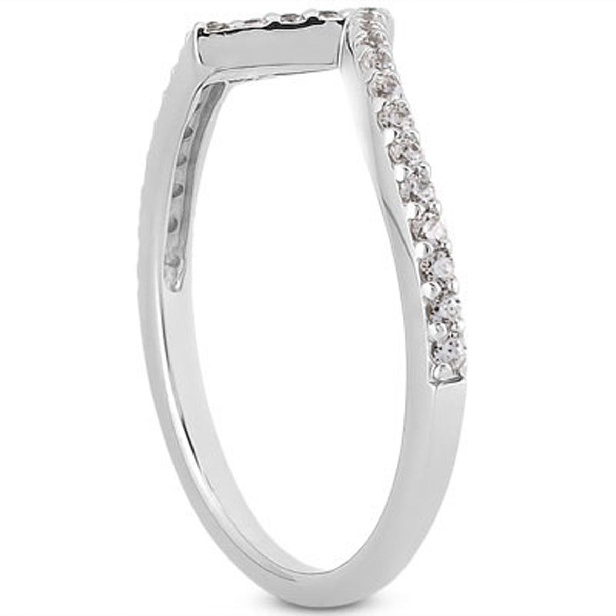 Bague de mariage en or blanc 14 carats, motif fantaisie en zig-zag et pavé de diamants