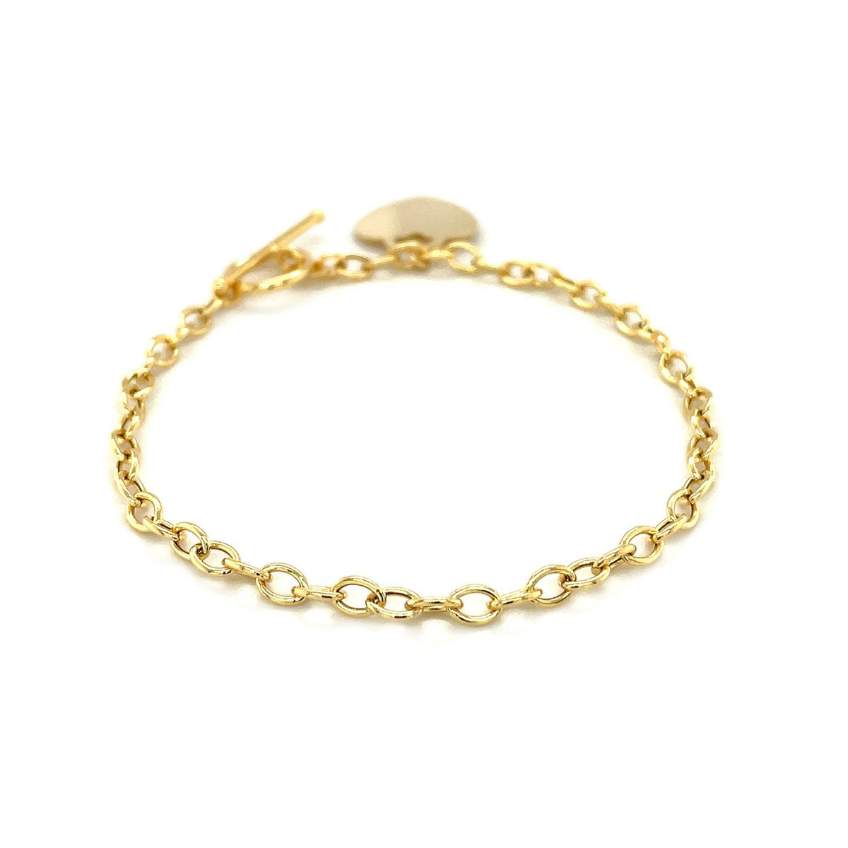 Bracelet à bascule avec breloque cœur en or jaune 14 carats