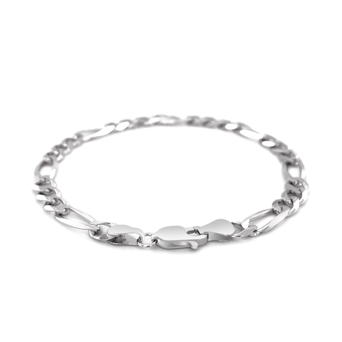 Bracelet Figaro en or blanc massif 14 carats de 6,0 mm