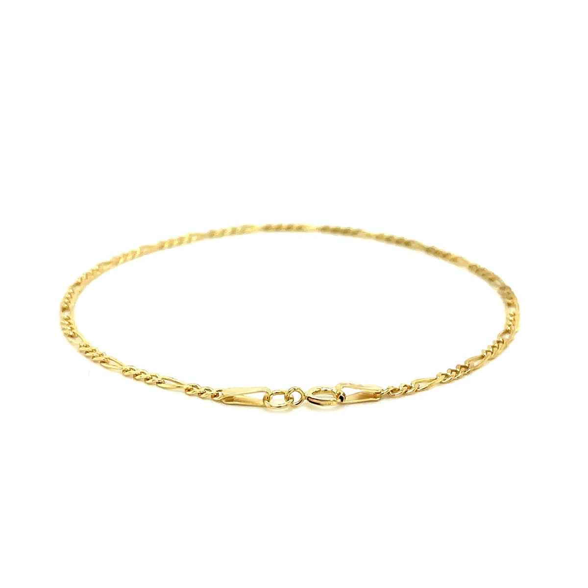 Bracelet Figaro en or jaune 14 carats de 1,5 mm