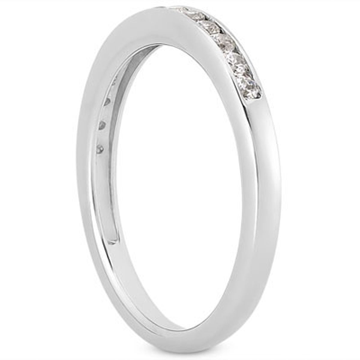 Alliance de mariage en or blanc 14 carats sertie de diamants sur 1/3 du tour
