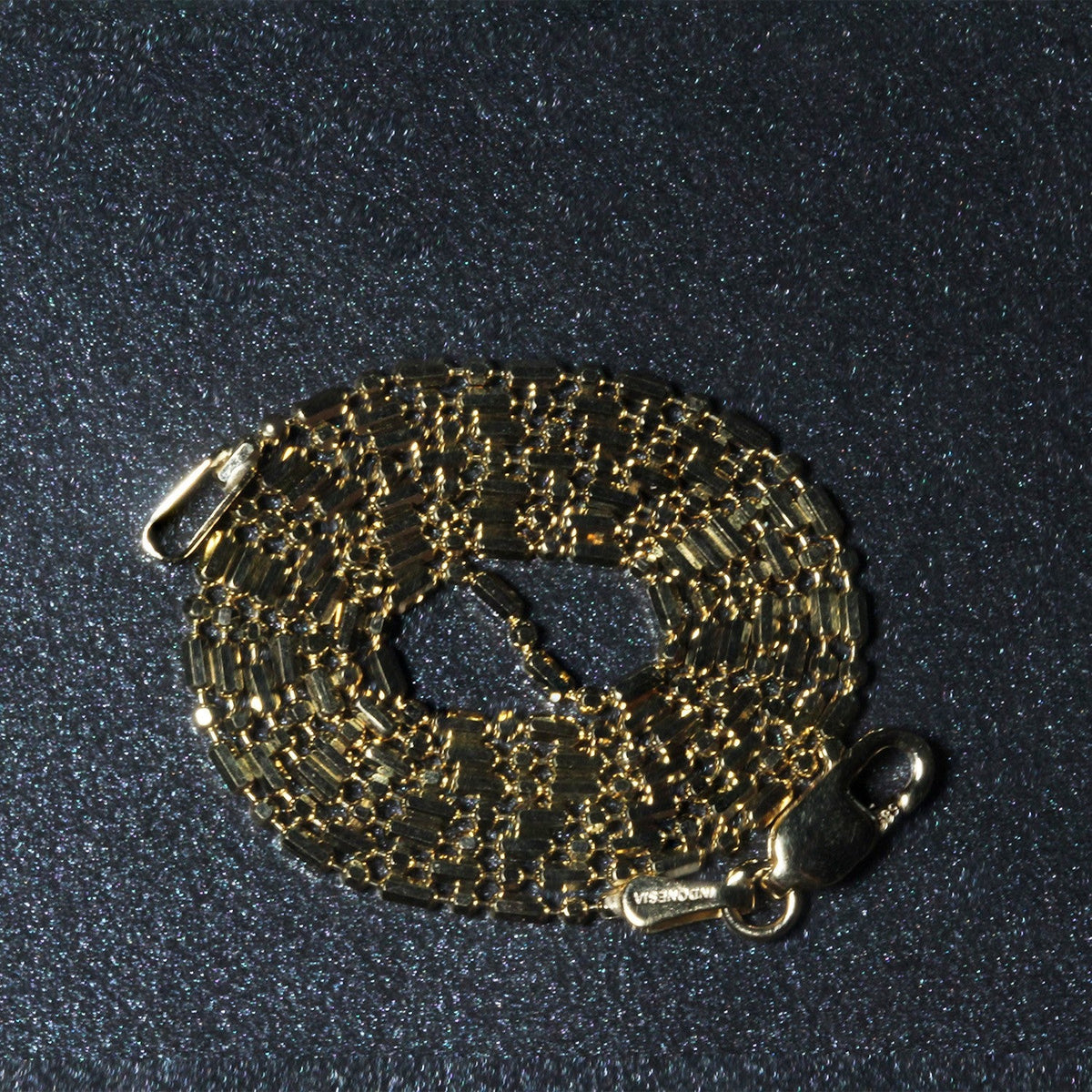 Chaîne perlée alternée coupée au diamant en or jaune 14 carats de 1,2 mm