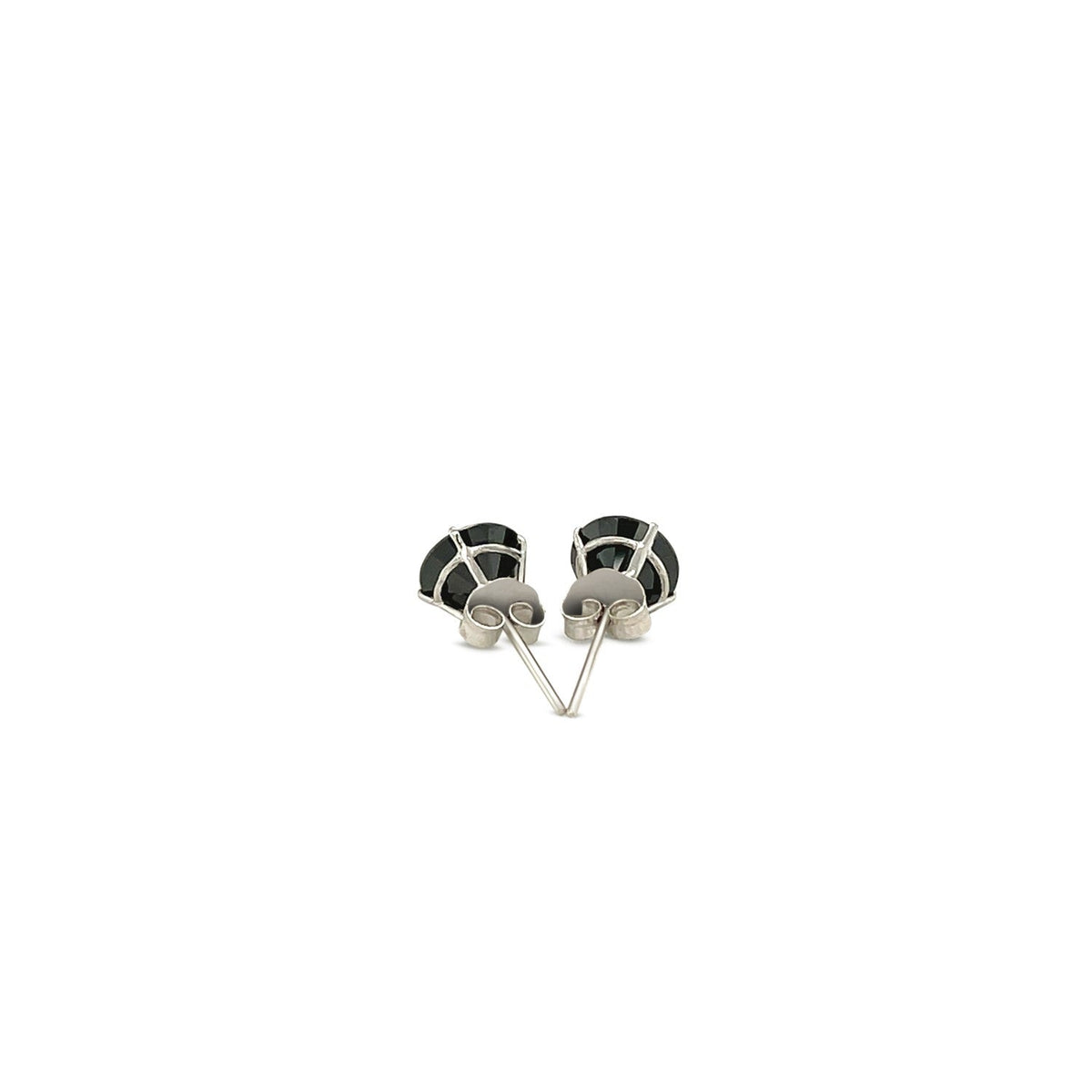 Puces d'oreilles en or blanc 14 carats avec oxydes de zirconium noirs à facettes (6 mm)