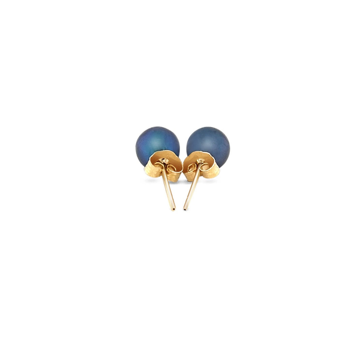 Clous d'oreilles en or jaune 14 carats avec perles de culture noires (6,0 mm)