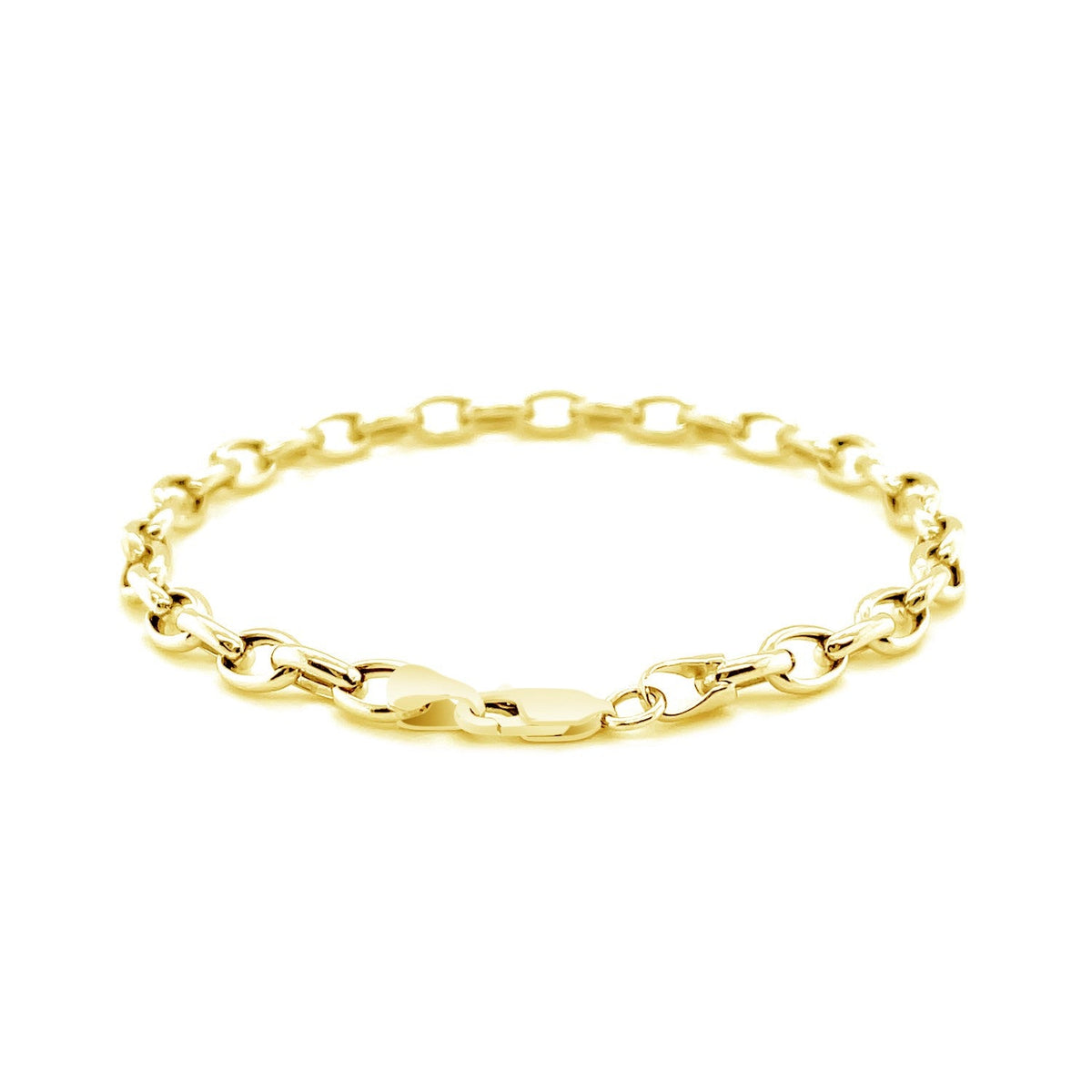 Bracelet rolo ovale en or jaune 14 carats de 4,6 mm