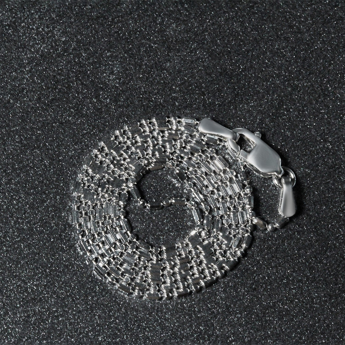 Chaîne à billes en or blanc 14 carats taillée au diamant 1,0 mm