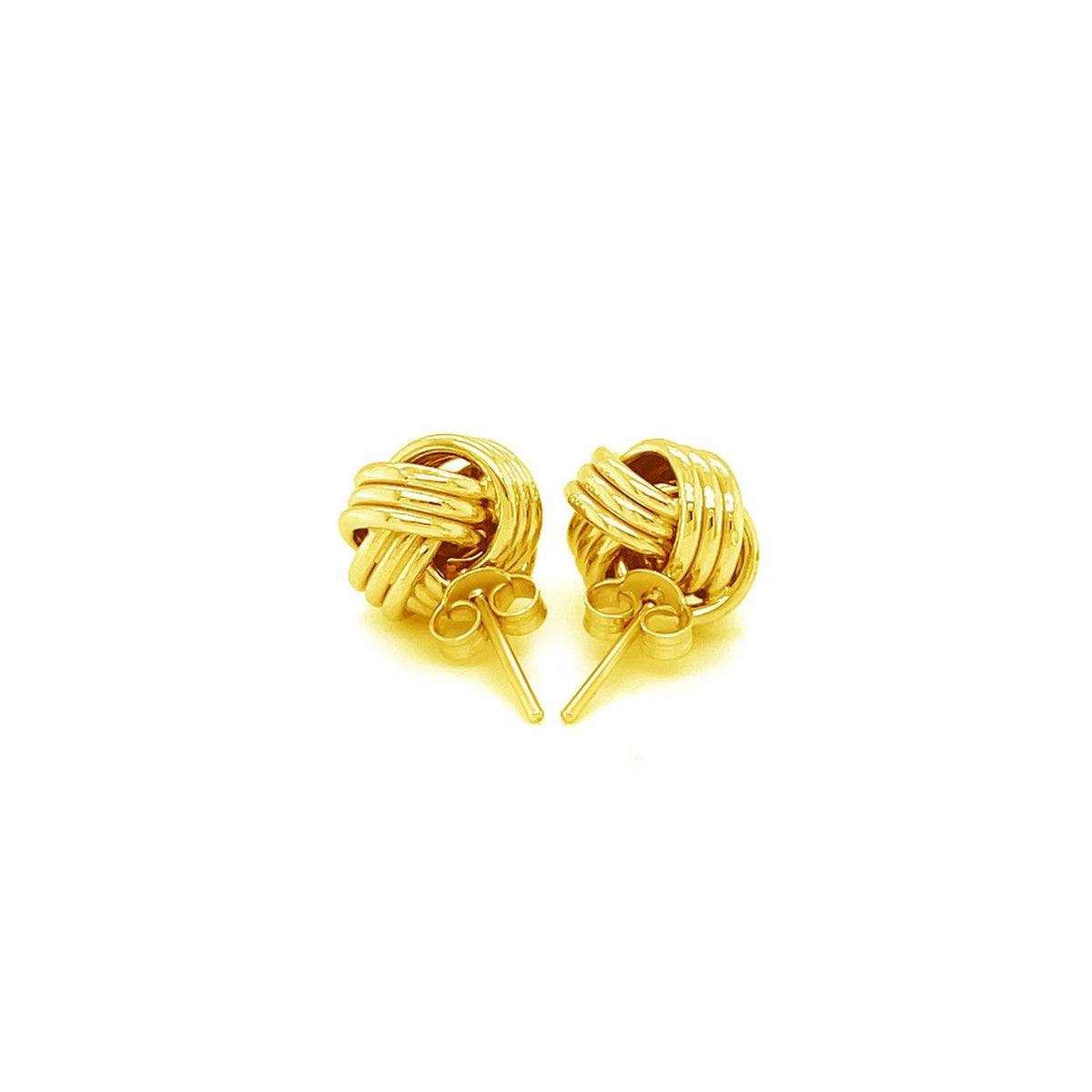 Puces d'oreilles nœud d'amour en or jaune 14 carats