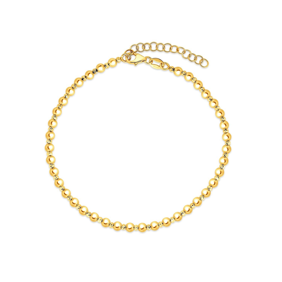 Bracelet perlé espacé en or jaune 14 carats (3,00 mm)