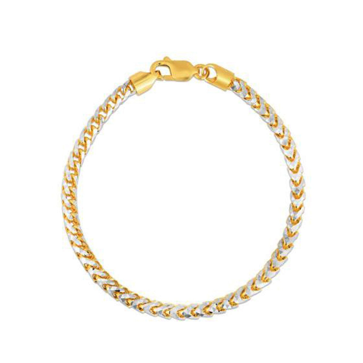 Bracelet chaîne Franco Pave rond en or jaune 14 carats (4,00 mm)