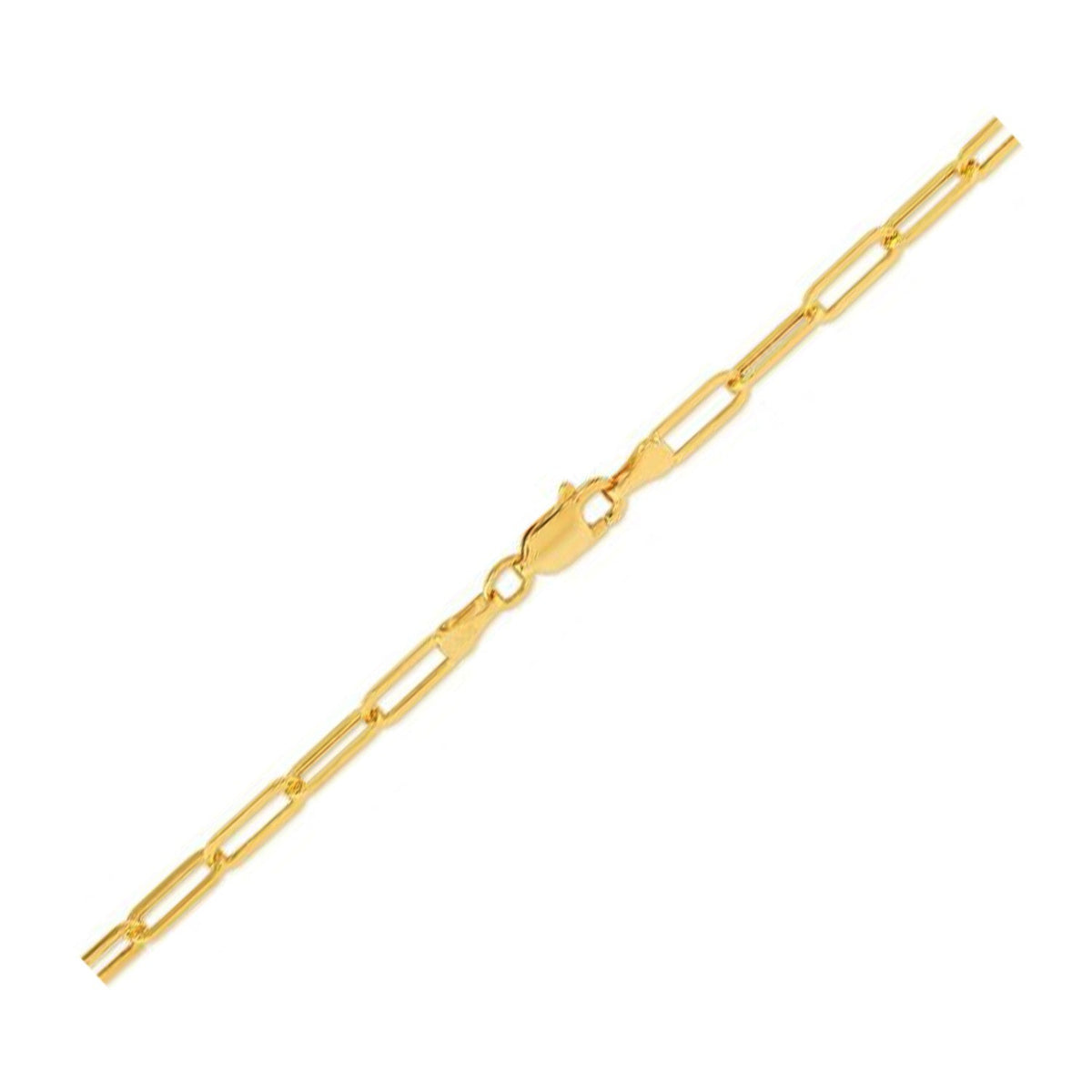 Bracelet de cheville fin en or jaune 14 carats maille trombone (3,2 mm)