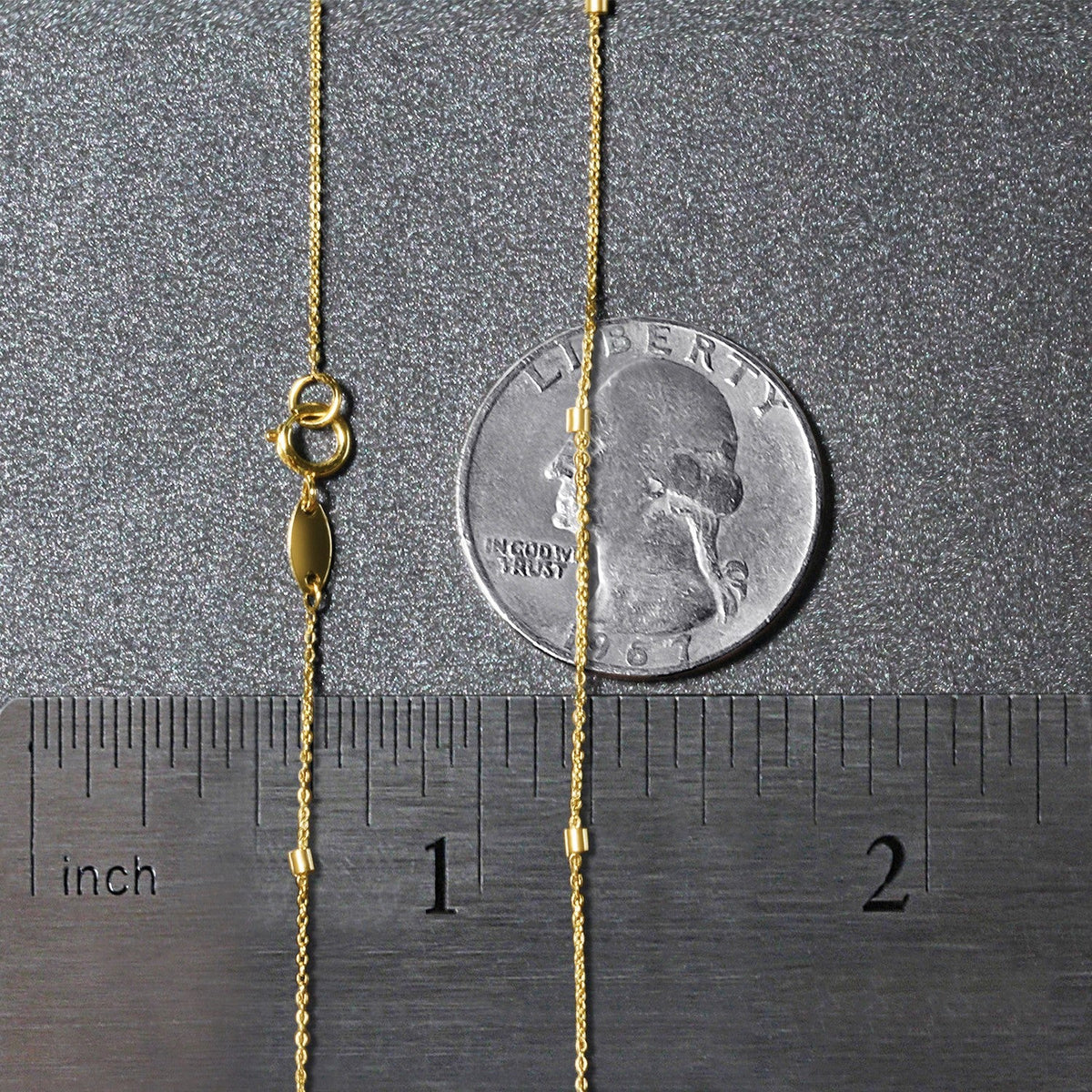 Chaîne pendentif à maillons perlés en or jaune 14 carats (1,5 mm)