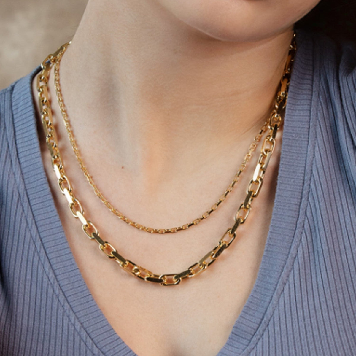 Chaîne en or jaune 14 carats, maille marine (6,10 mm)