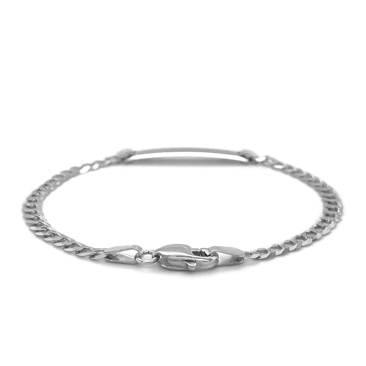 Bracelet d'identité pour enfants en or blanc 14 carats, chaîne à maillons gourmette polie