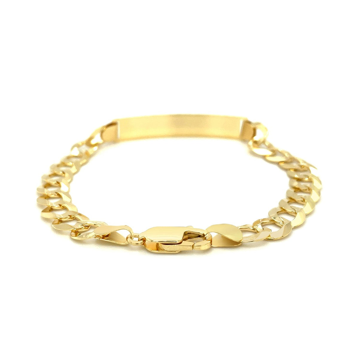 Bracelet gourmette d'identité pour homme en or jaune 14 carats de 8 pouces et demi