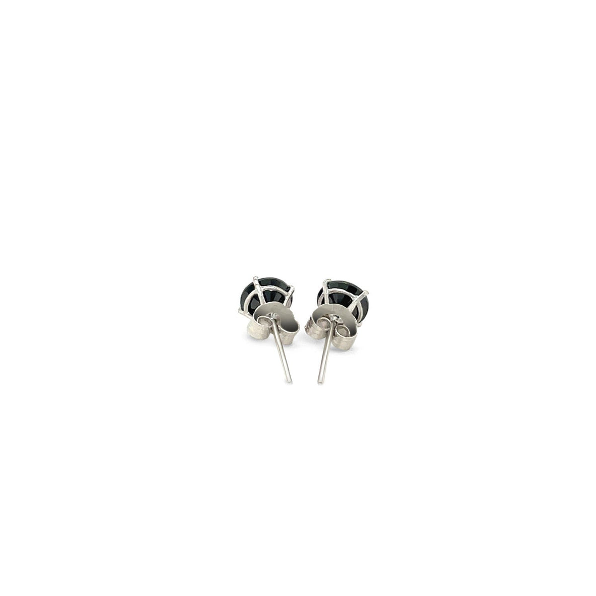 Puces d'oreilles en or blanc 14 carats avec oxydes de zirconium noirs à facettes de 5 mm