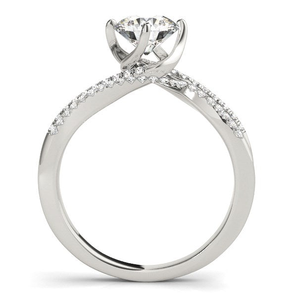 Bague de fiançailles en or blanc 14 carats avec motif en spirale et diamants sertis (poids total de 1,125 carat)