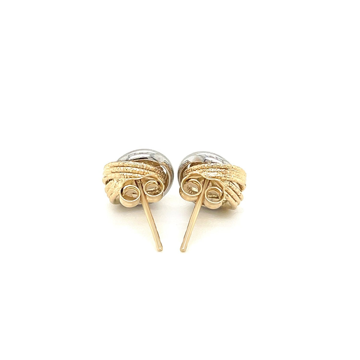 Boucles d'oreilles entrelacées style cercle ouvert multi-texturé en or bicolore 14 carats