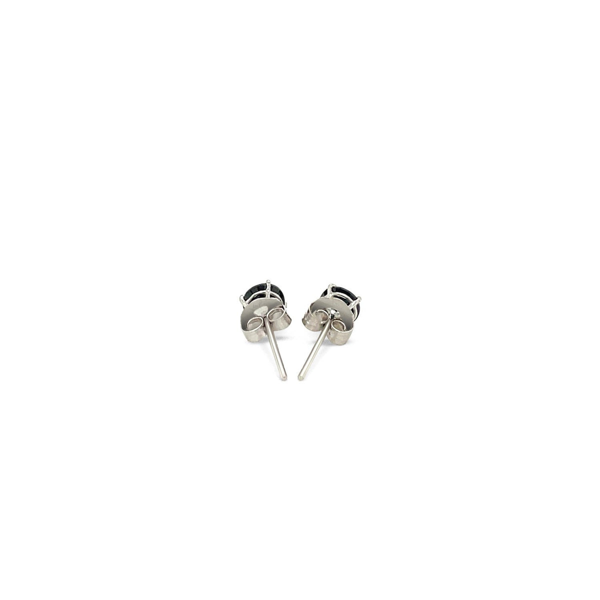 Puces d'oreilles en or blanc 14 carats avec oxydes de zirconium noirs de 4 mm