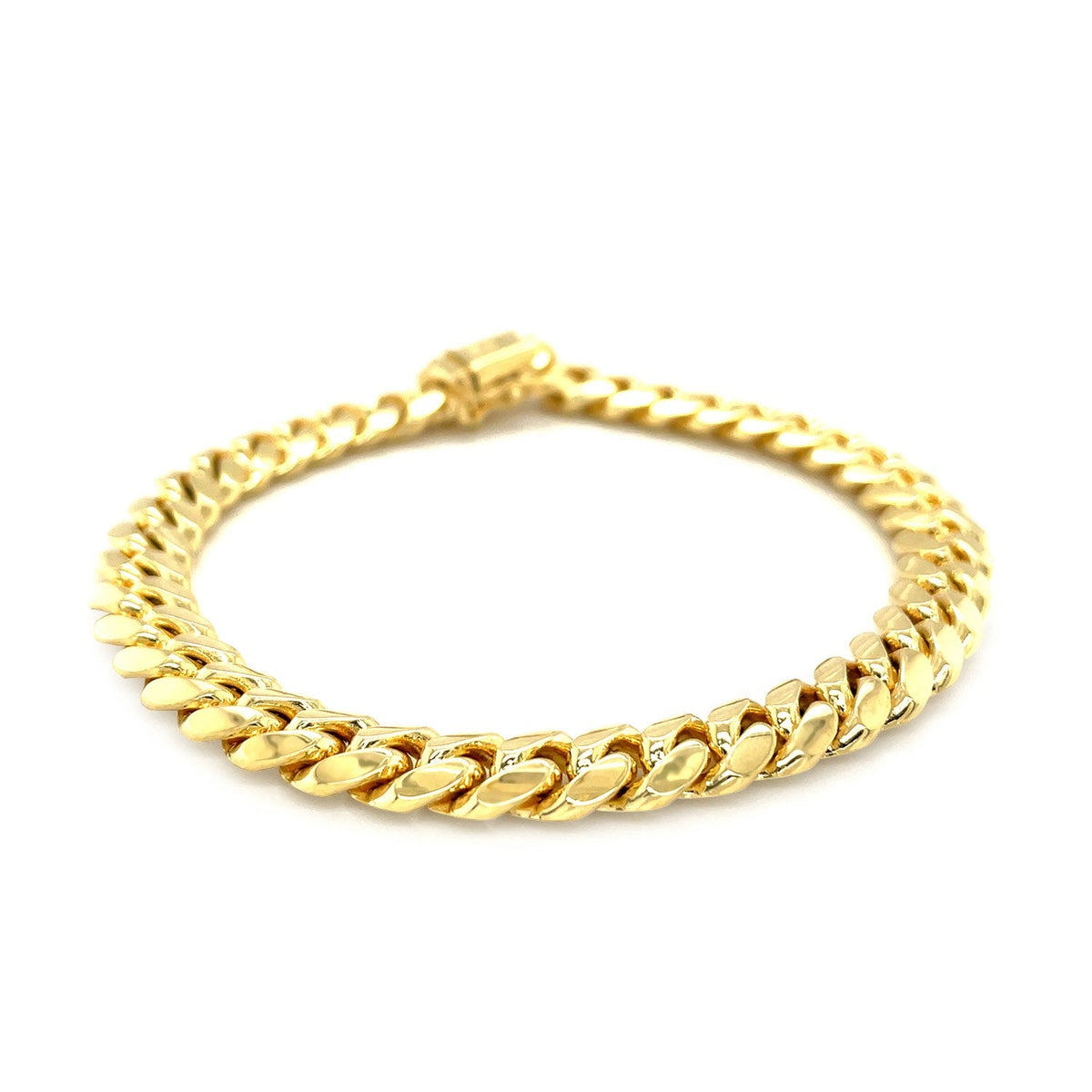 Bracelet classique massif en or jaune 14 carats style cubain de Miami, 8,25 mm