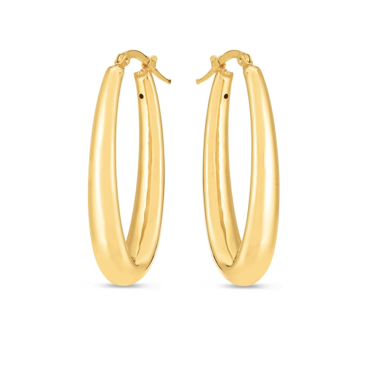 Créoles ovales allongées en or jaune 14 carats