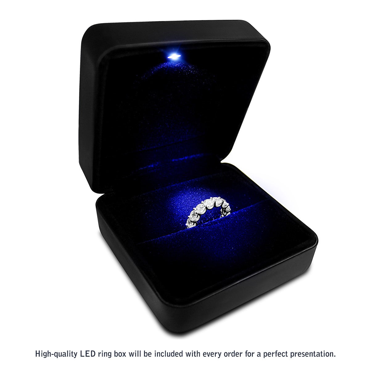 Bague d'éternité en or blanc 14 carats avec diamants ronds de laboratoire (4 carats poids total FG/VS2)