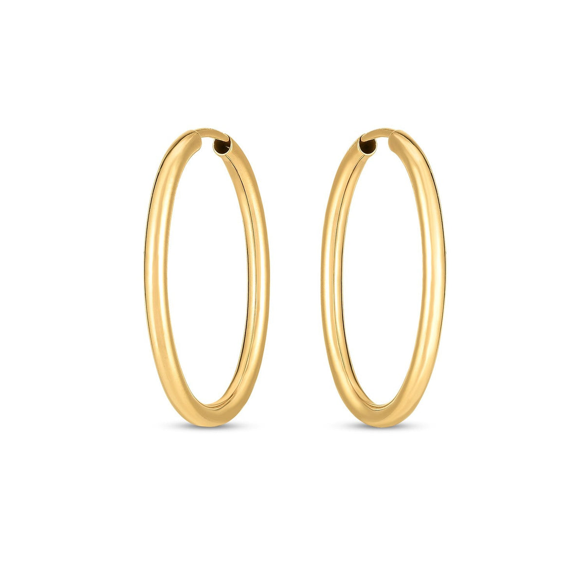 Créoles ovales sans fin en or jaune 14 carats (2x25mm)