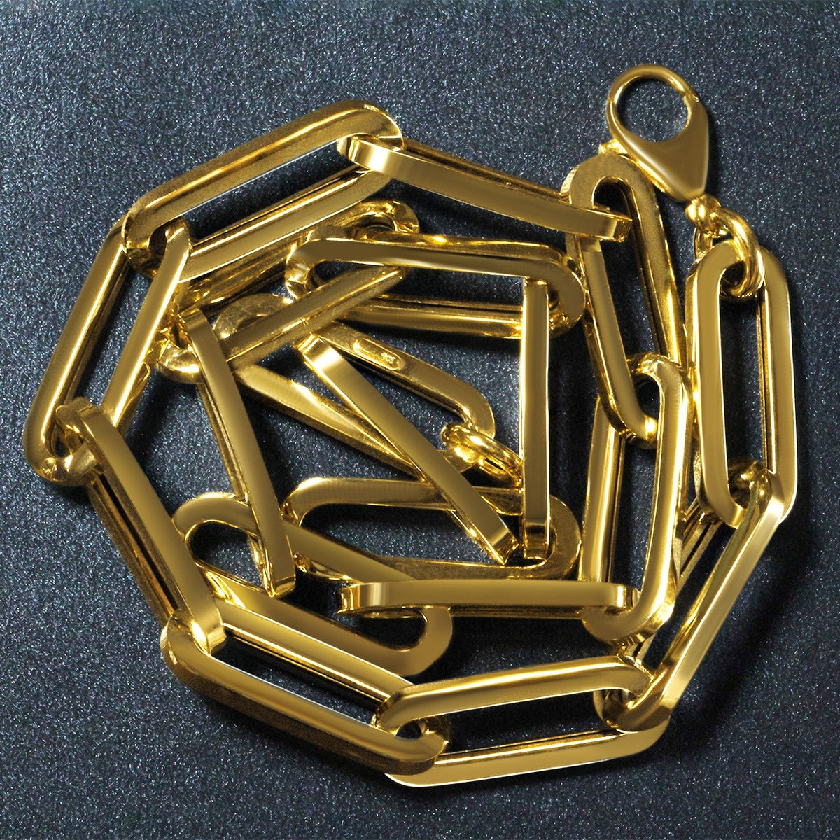 Collier chaîne maille trombone extra large en or jaune 14 carats