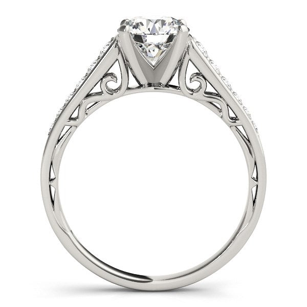 Bague de fiançailles en or blanc 14 carats avec diamant, modèle cathédrale (1,25 carat poids total)