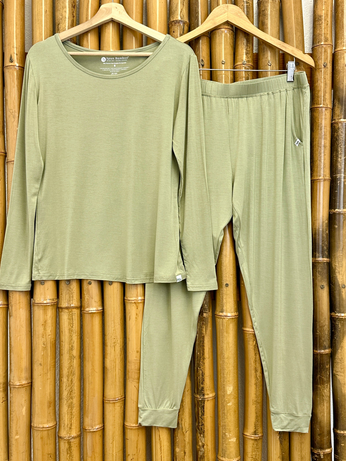 Ensemble de détente en bambou pour femme – Tee-shirt à manches longues et pantalon de jogging