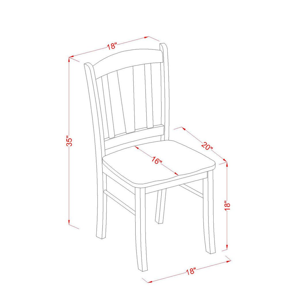 EAST WEST FURNITURE - ANDL3-OAK-W - 3-Piece Dinette Room Set- 2 Kitchen Dining Chair and Wooden Dining Table - Wooden Seat and Slatted Chair Back - Oak Finish