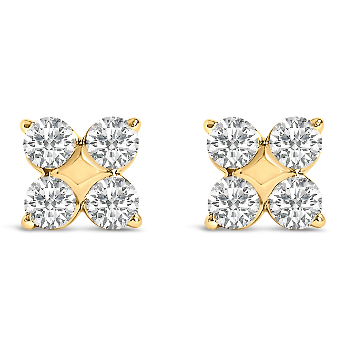 Boucles d'oreilles clous flocon de neige en or blanc 10K et diamants de laboratoire 1/2 carat