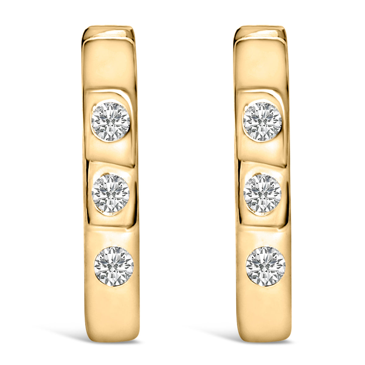 10K White Gold 1/10 Cttw Three Stone Lab Grown Diamond Oval Huggies Hoop Earrings