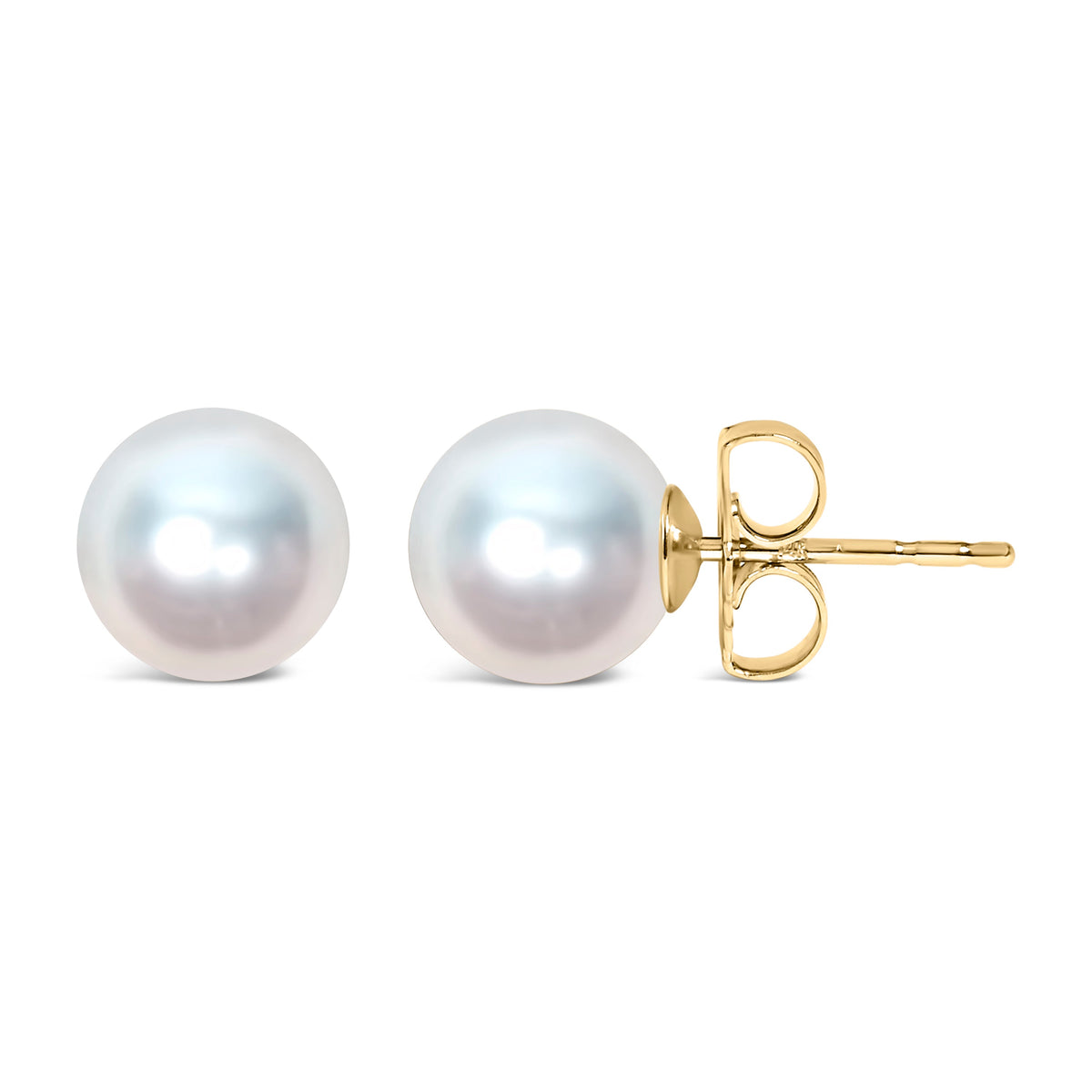 Clous d'oreilles solitaires en or blanc 14 carats avec perles de culture d'eau douce de 5-5,5 mm