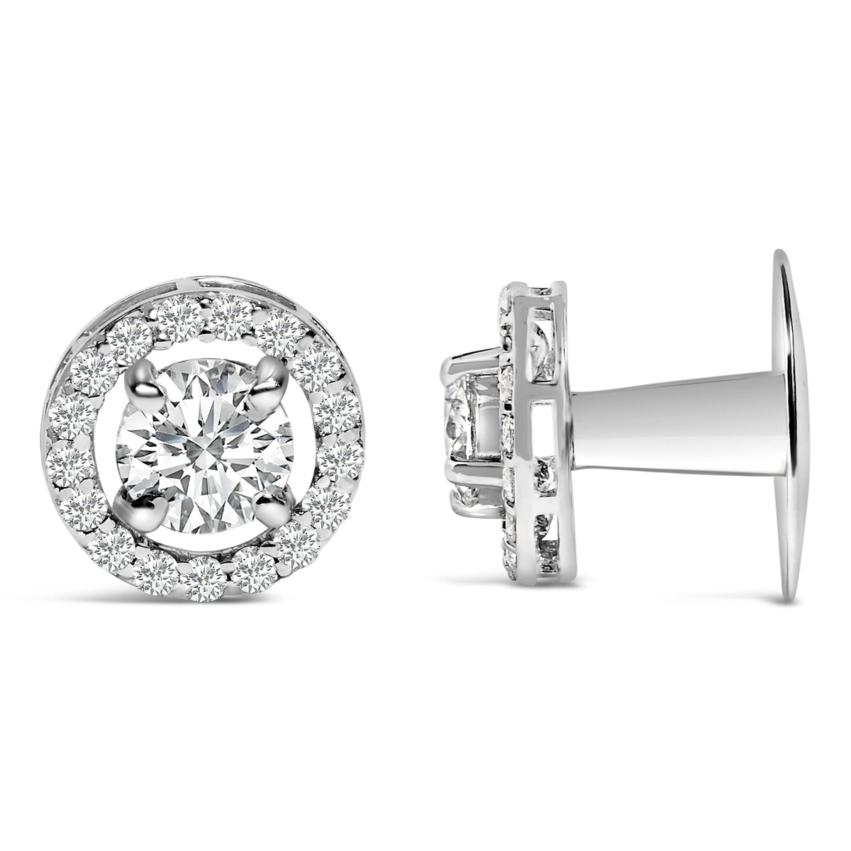 Bouton de manchette auréole en or blanc 14 carats pour homme, diamants de laboratoire 1,75 carats