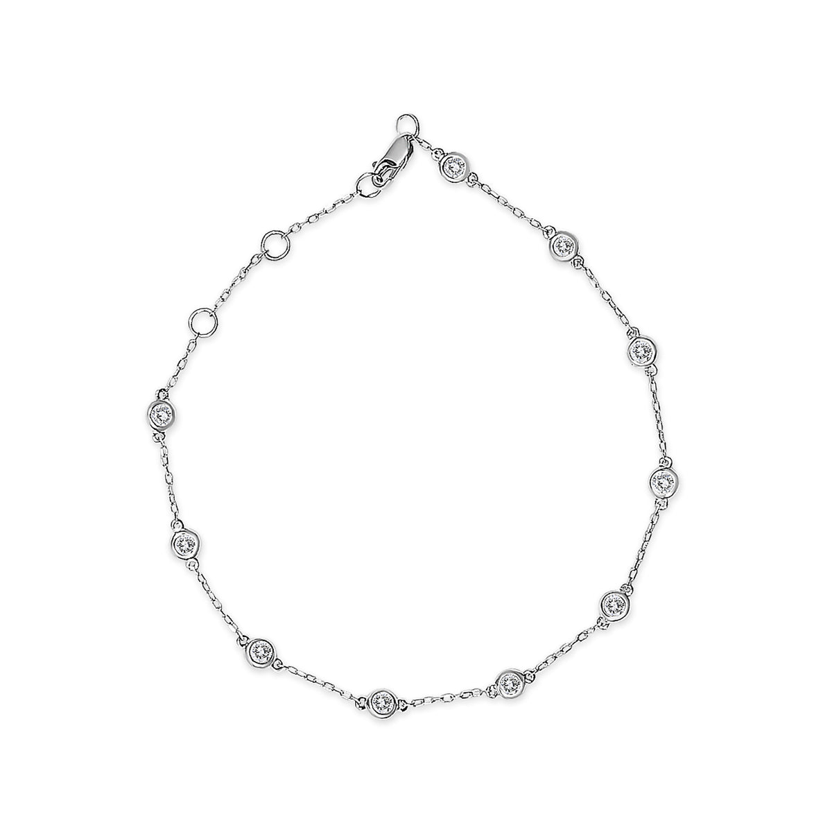 Bracelet en or blanc 14 carats avec diamants 1/2 carat, style « diamants par la cour »
