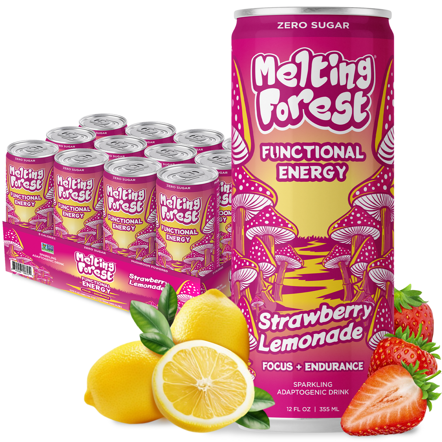 Mushroom Energy Drink 12 Pack - Strawberry Lemonade