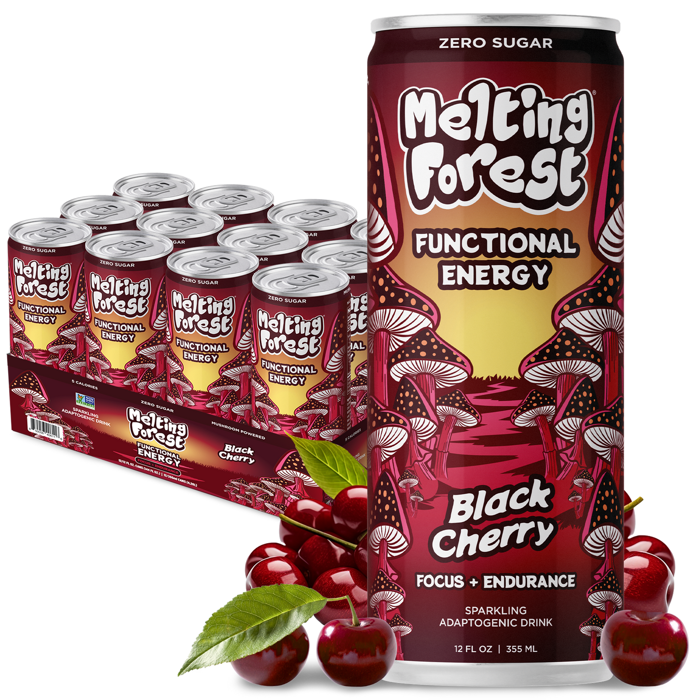 Mushroom Energy Drink 12 Pack - Black Cherry