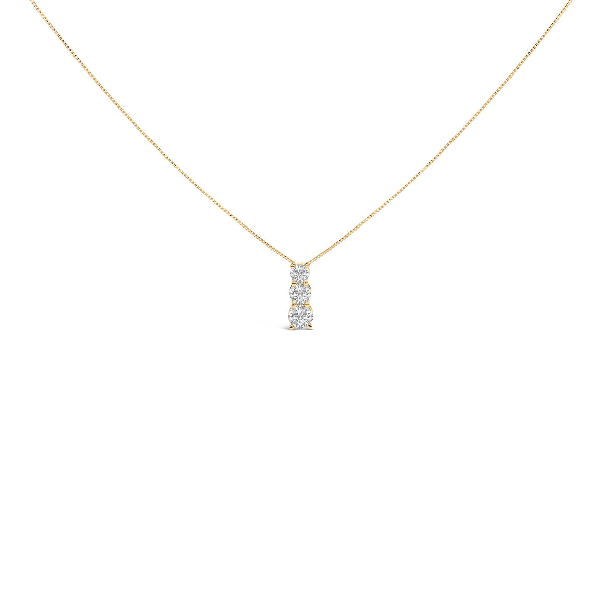 14K White Gold 1/2 Cttw Lab Grown Diamond Three Stone Pendant Necklace