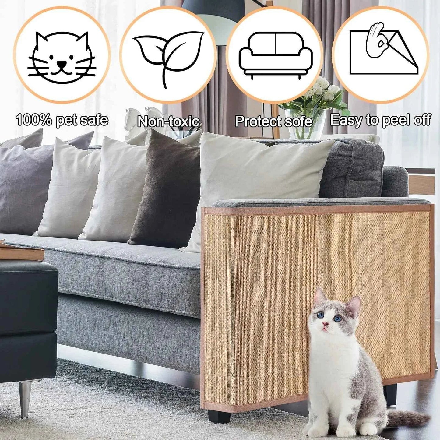 Cat Scratcher Sofa Protector Mat – Durable Couch Scratch Guard for Furniture Protection
