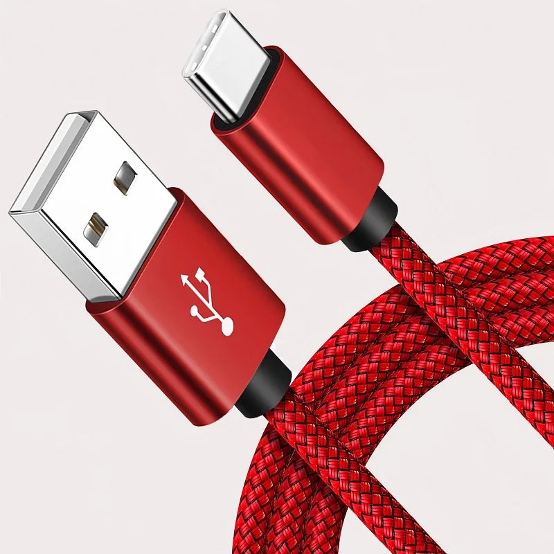 USB A to iPhone 15 Nylon Braided Cable Fast Charger Cord for Huawei Samsung Galaxy S22 Android Phone Charger Cable Accessories