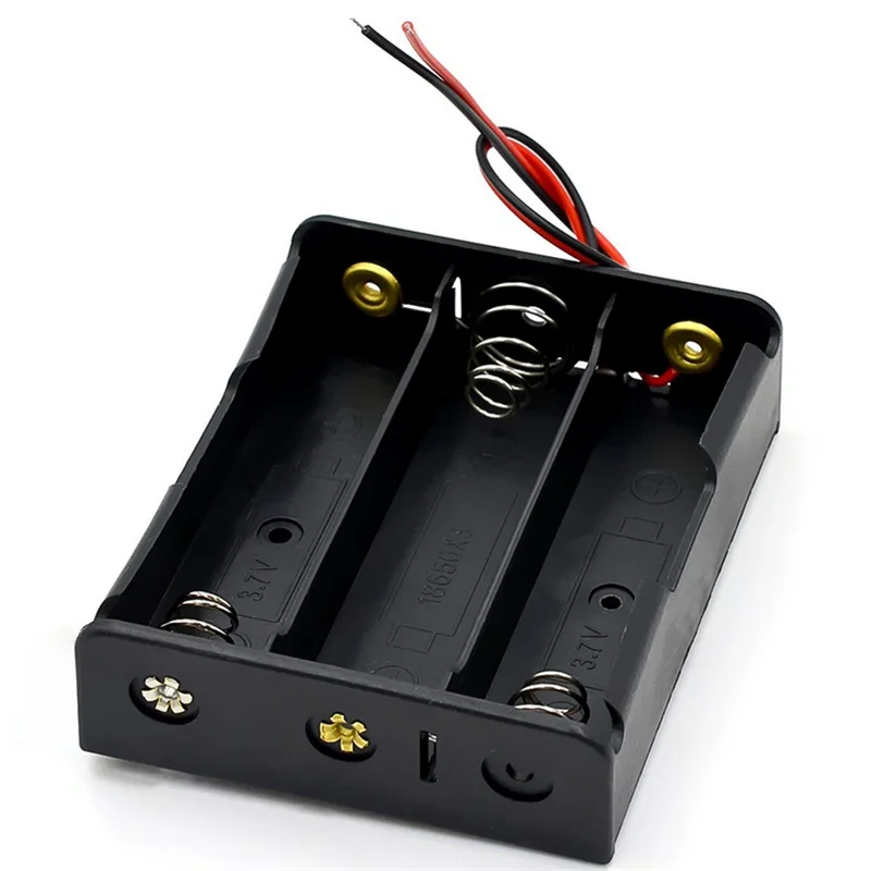 Black Plastic Battery Storage Case DIY Holder 1X 2X 3X 4X 18650 Battery Box with Wire Lead Pin for Electronics 18650 Battery Con