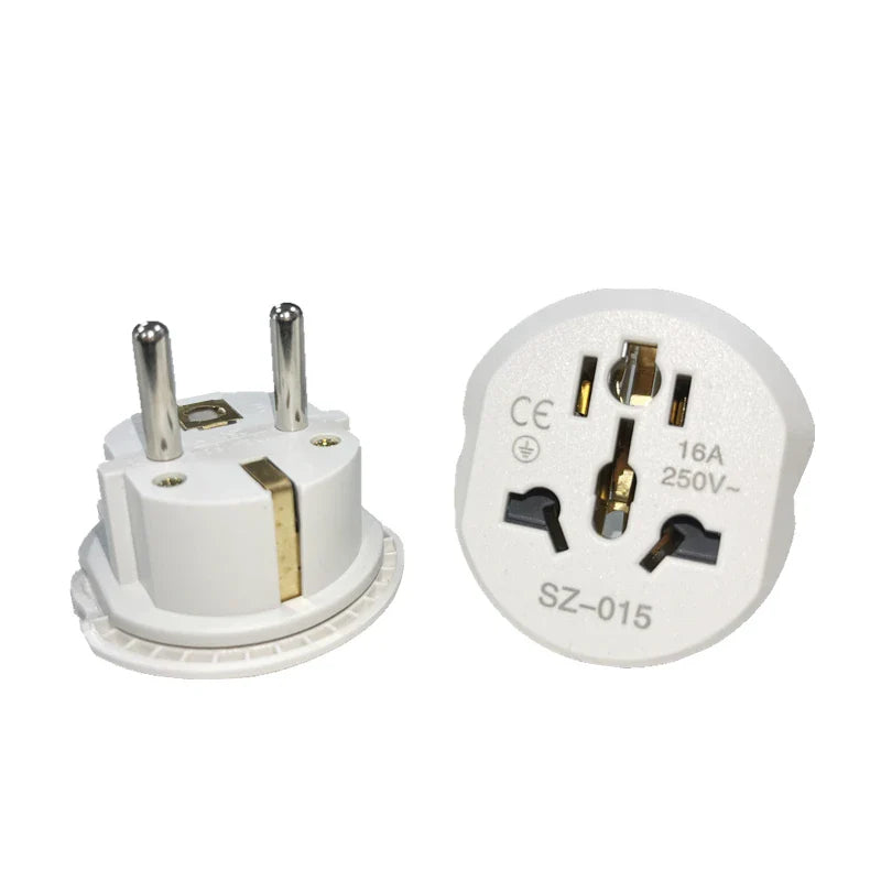 Universal Travel Adapter Converter 16A 250V Korea EU Plug 2 round Socket High Quality Wall Socket for AU US UK CN to EU KR