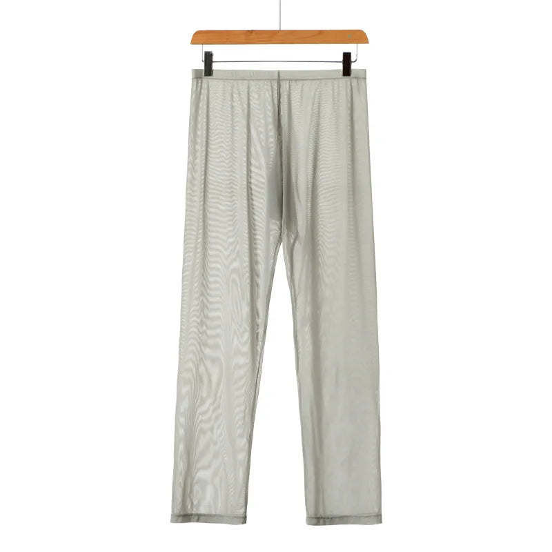 Men's Sleep Bottoms Transparent Mesh Breathable Pajamas for Men Sleepwear Leggings