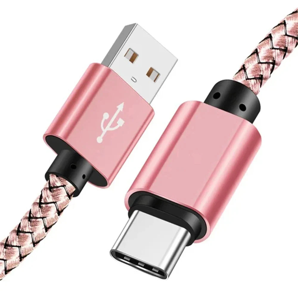 Nylon Data Cable Fast Charger USB A to Type C Charging Cable For Huawei Samsung Android phone TypeC Charging Device 1M 2M 3M