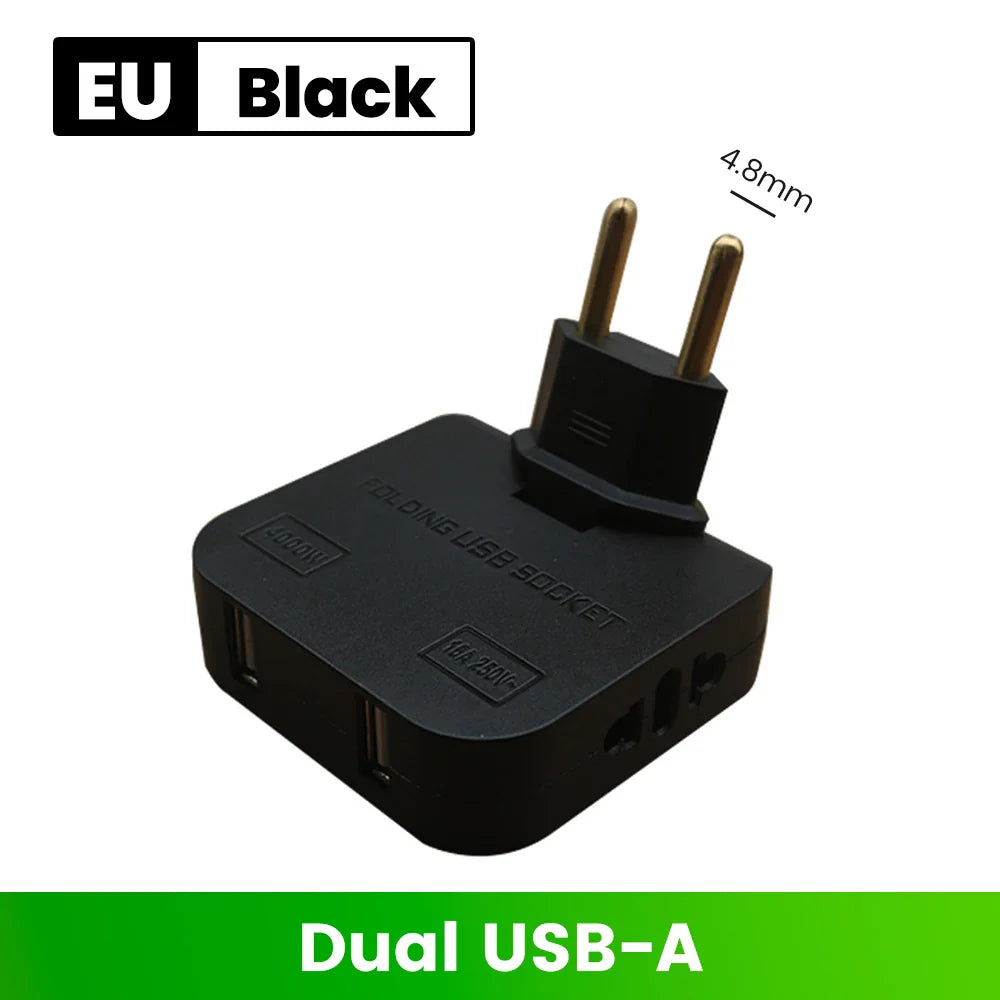 180° Rotatable Travel EU Extension Socket 3-in-1 Universal Power Converter European Standard Wireless Outlet Adapter 250V 2500W