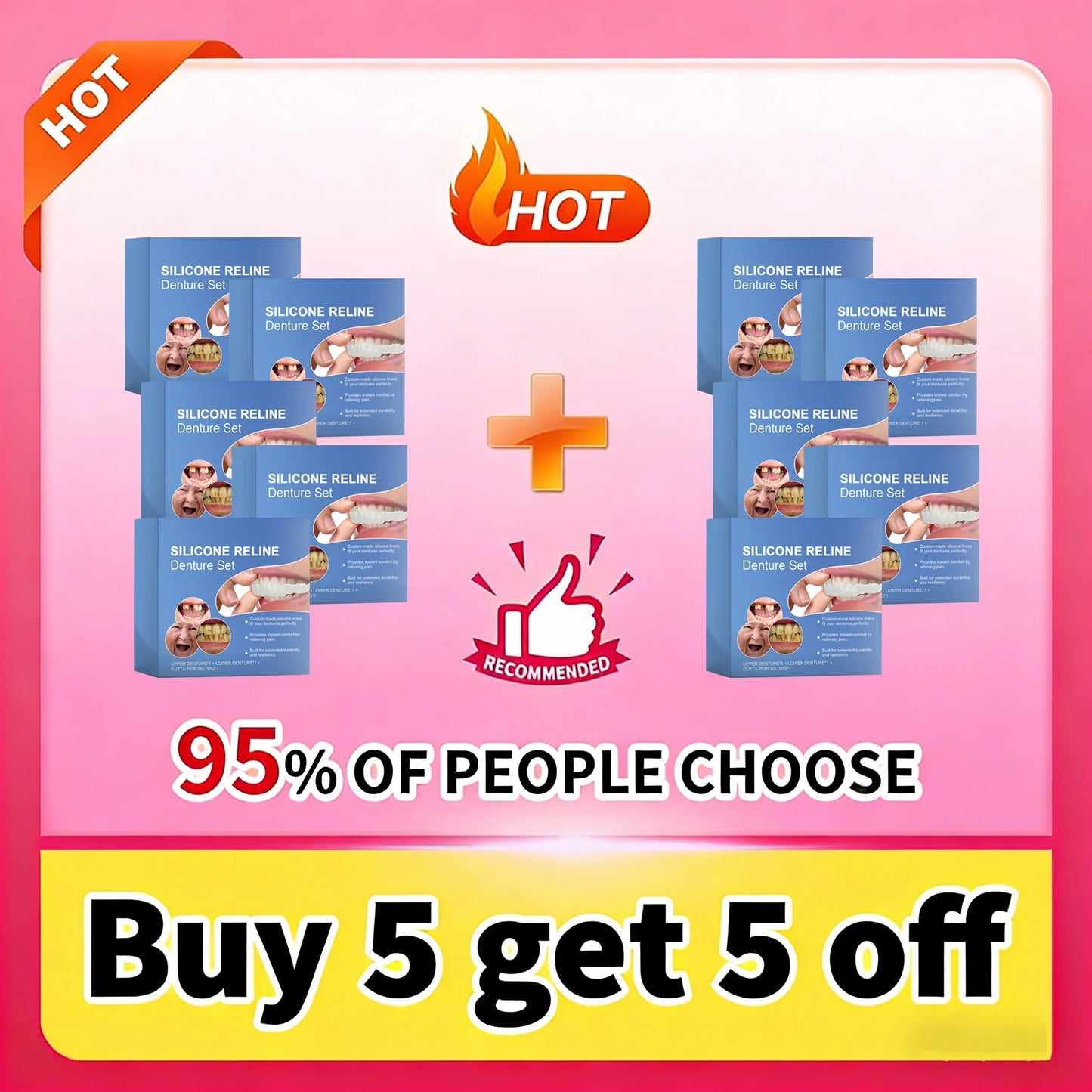 Comfort Fit Full Set Dentures Silicone Fake Teeth Natural Smile Instant Confidence Oral Care for Adults